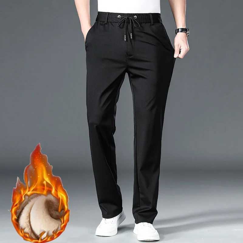 10XL oversized mens formal mens tight pants winter elastic waist mens suit pants plus size pocket mens slim fit mens dress pantsW240725