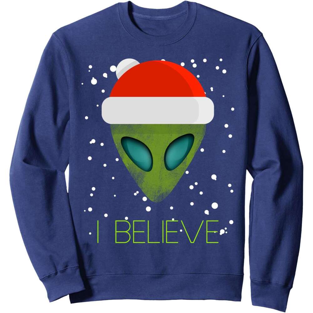 Long Sleeve Shirts for Men sweatshirt Alien Funny Christmas I Believe Cute UFO Gift Sweatshirt T shirt Tee Streetwear Casual tops clothes