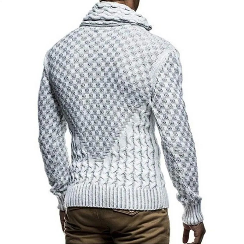 Mens Sweater Autumn Winter Casual Turtleneck Men Sweaters Full Sleeve Oversized Sweater Men Slim Fit Knitted Pullover Men 240821