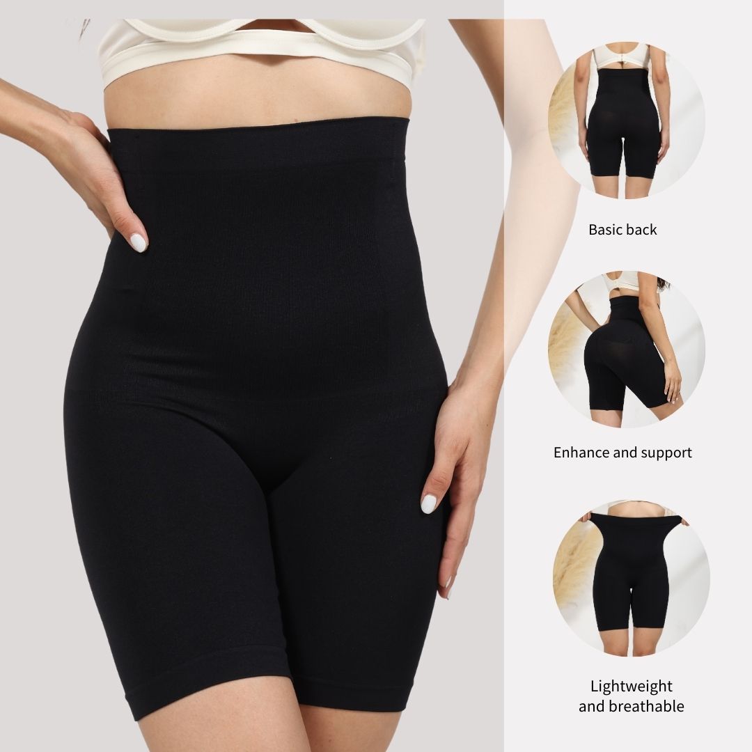 shapewear for women good quality Solid color seamless high waisted and high elasticity shaping sports shorts abdominal compression, shaping effect-XYA