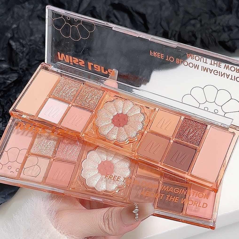 Elegant Miss Lara's Everyday Eyeshadow Set of 12 Shades Featuring Sparkling Pearlescent Hues & Subtle Matte Complements