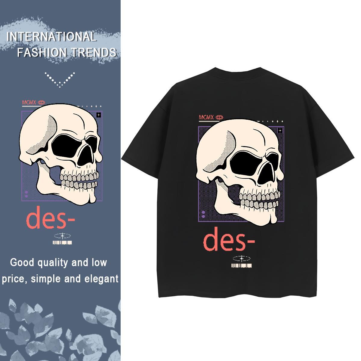 2024 T shirt 230g Cotton O-Neck Short Sleeve Sports Casual skull Women Tees Free Shipping Custom Cartoon Tshirts