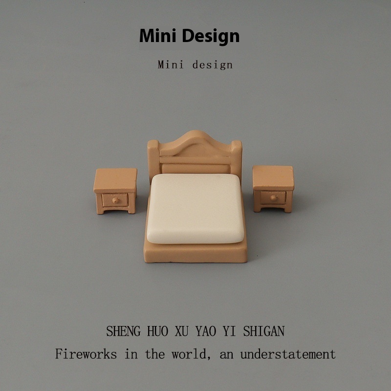 Miniature simulation mini cabinet double bed cute little girl baby house decoration accessories micro landscape landscaping small ornaments