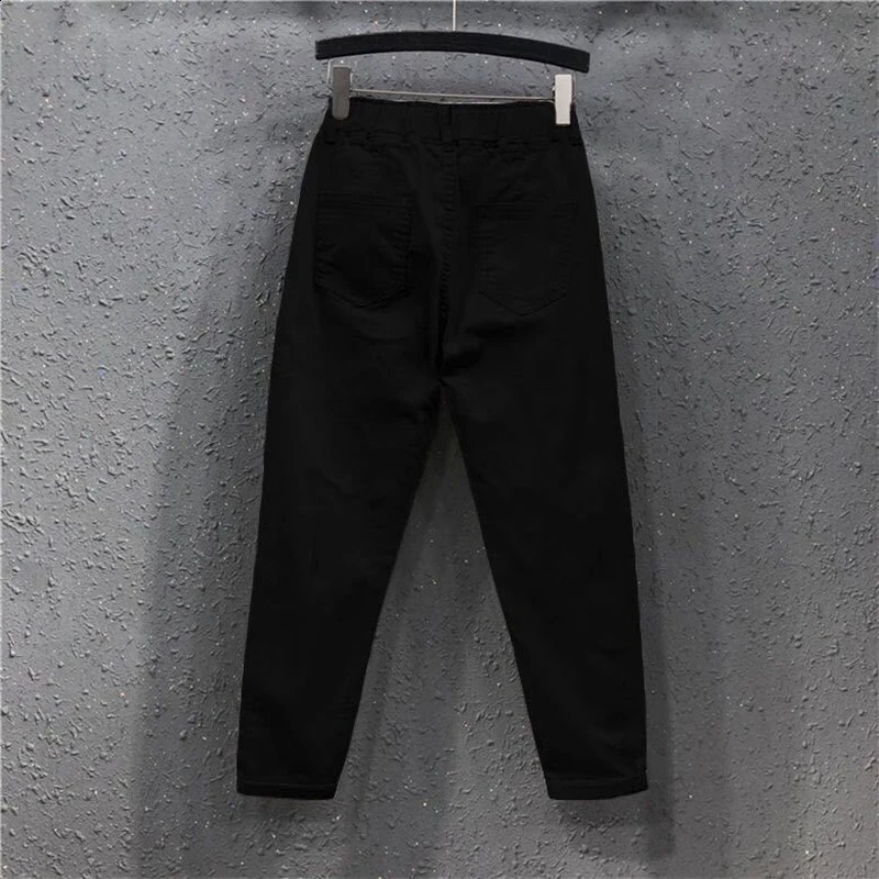 Yellow Baggy Ankle-Length Harem Jeans Casual Elastic High Waist Pantalones Basic Straight Denim Pants Loose Korean Vaqueros 240821