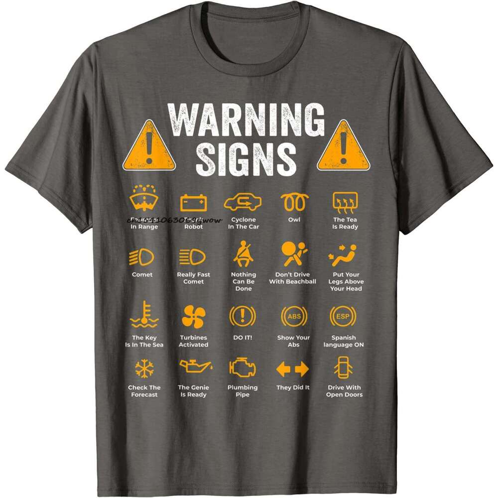 Driving Funny Warning Signs 101 Auto nic Gift Driver T-Shirt Fashion T Shirt Cotton Mens Tops Tees Casual ops ees