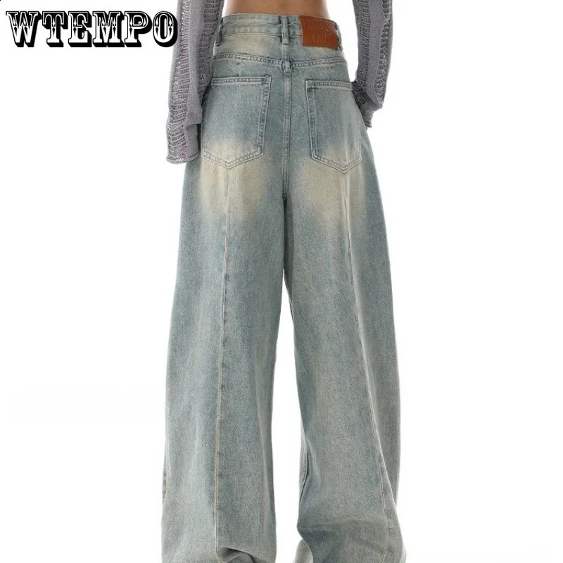 Full Length Baggy Jeans Women High Waisted Wide Leg Denim Pants Light Blue Loose Trousers Korean Casual Streetwear Y2K 240821