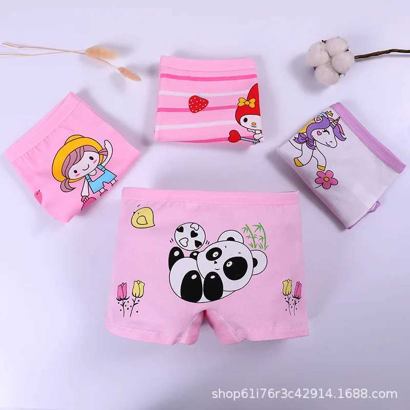 4PCS/Lot Girls Cotton Underwear Toddler Children High Waist Cartoons Boxers 1-9Years Kids Panties Teenagers Underpants Y240821