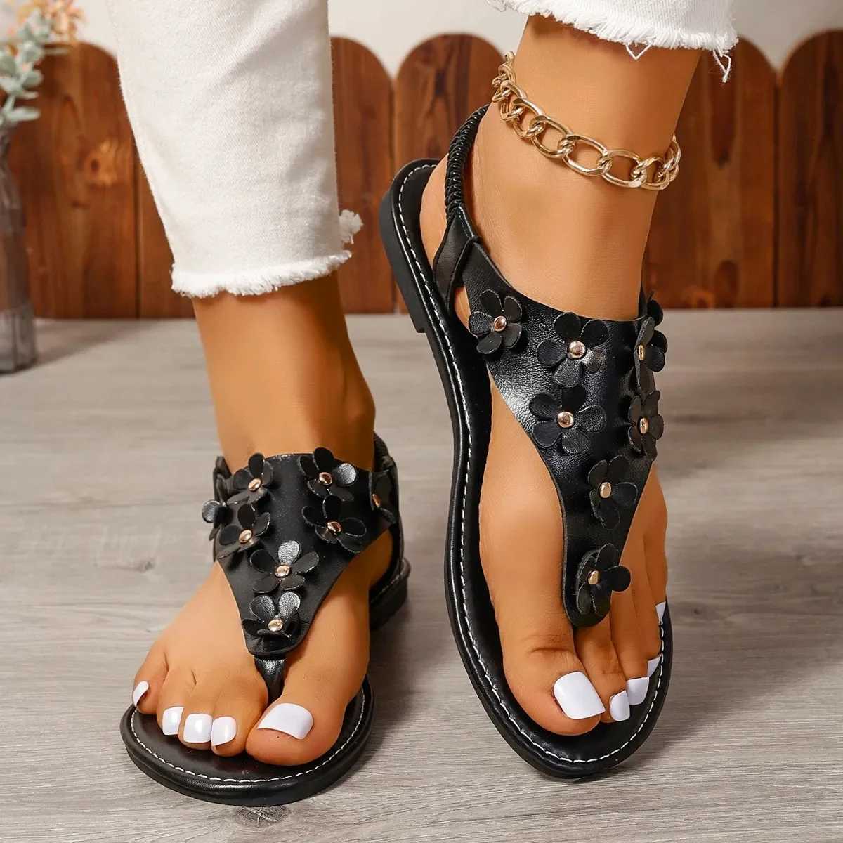Women Flip Flop Flats Sandals Summer 2024 Designer Flower Beach Platform Casual Slippers Fashion Slingback Open Toe Mujer Slides CL240806