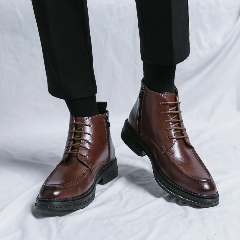 Urban Type Mens Concise Leather Boots Fashion Mens Premium Business Shoes Casual Boots Korean Ankle Boots Mens Office Daliy Boots 240821