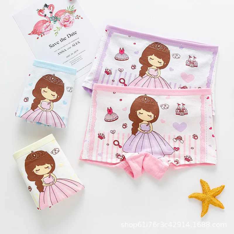 4PCS/Lot Girls Cotton Underwear Toddler Children High Waist Cartoons Boxers 1-9Years Kids Panties Teenagers Underpants Y240821