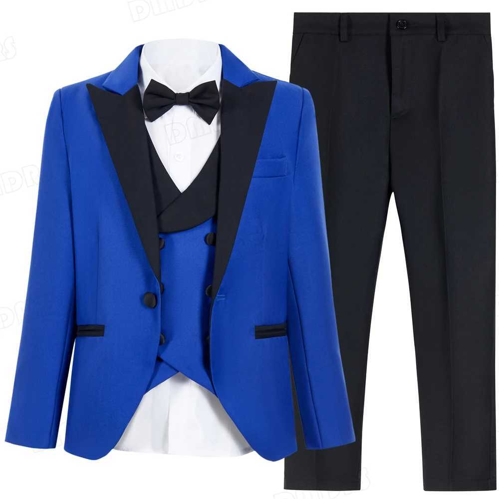 Suits Toddler Boys 4 Piece Classic Fit No Tail Formal Dress Suit Set With Blazer Vest Pants Bow-tie Communion Tuxedo Suits