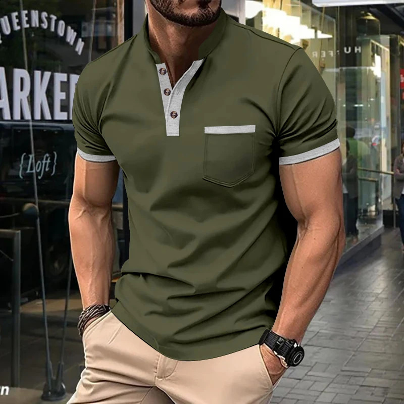 2024 Summer Men Short Sleeved Polo Shirt Casual Solid Color T-shirt Mens Breathable Shirt For Men Modern Stylish Clothing S-3XL 240821