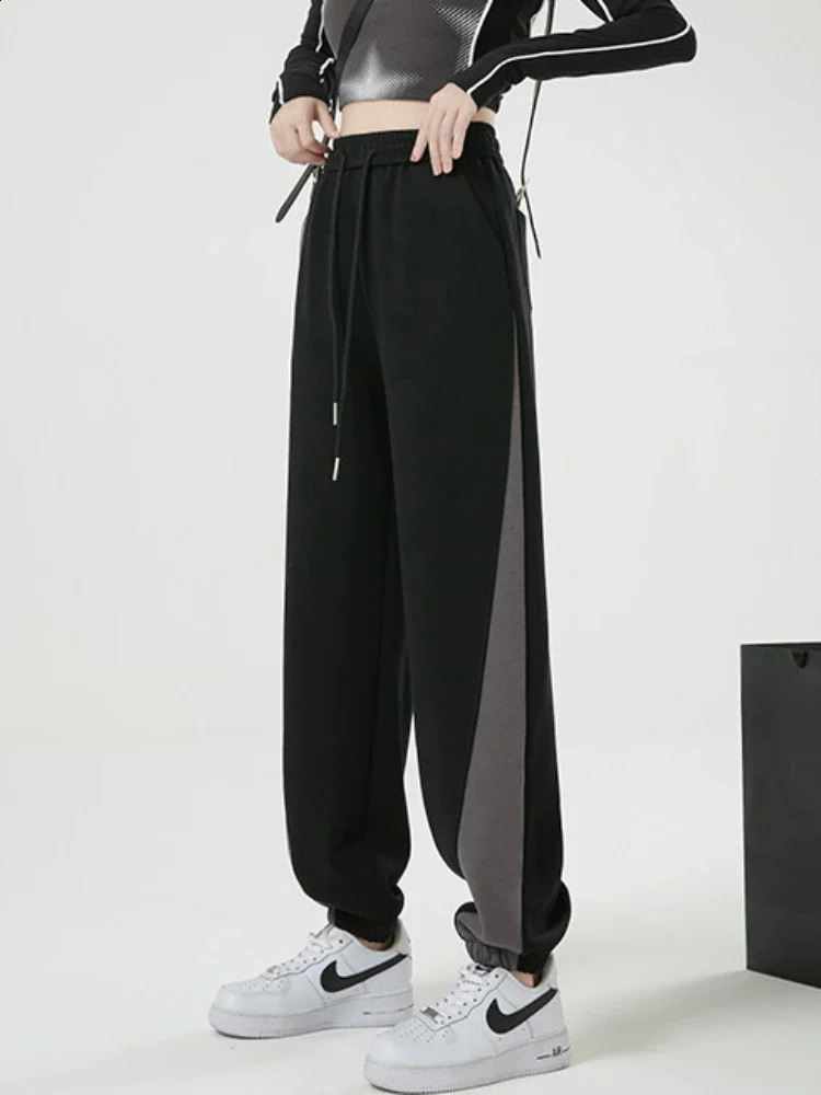 Pants Women Panelled Drawstring Workout All-match Streetwear Fashion Leisure Teens American Style Daily Autumn Stylish Trousers 240821