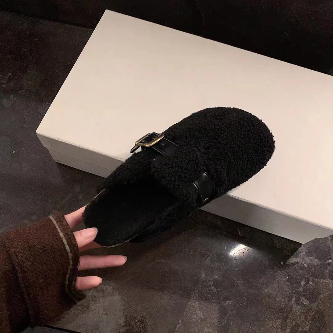 Ddmysports Su Yinyin S Warm Sweetheart Winter Thick Bottom One Line Ribbon Plush Slippers For Women Outwear OUTDOOR