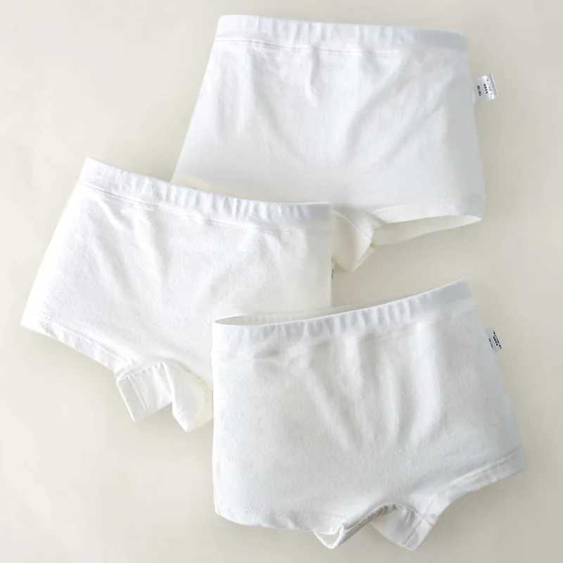 New Kids Underwear for Girls Cotton Boxers Fashion Childrens Solid Color Dance Underpants Toddler Baby White Panties 3Pcs/lot Y240821