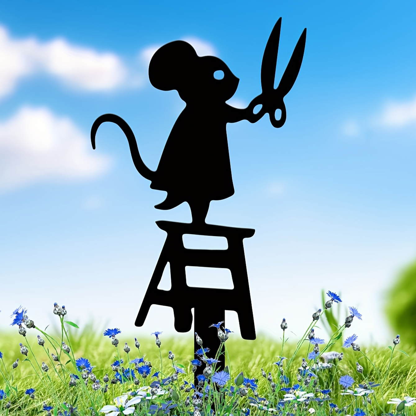 Metal Mouse Garden Statue Black Mouse Silhouette Funny Mouse Planter Decoration Mouse Flower Decor Outdoor Statue