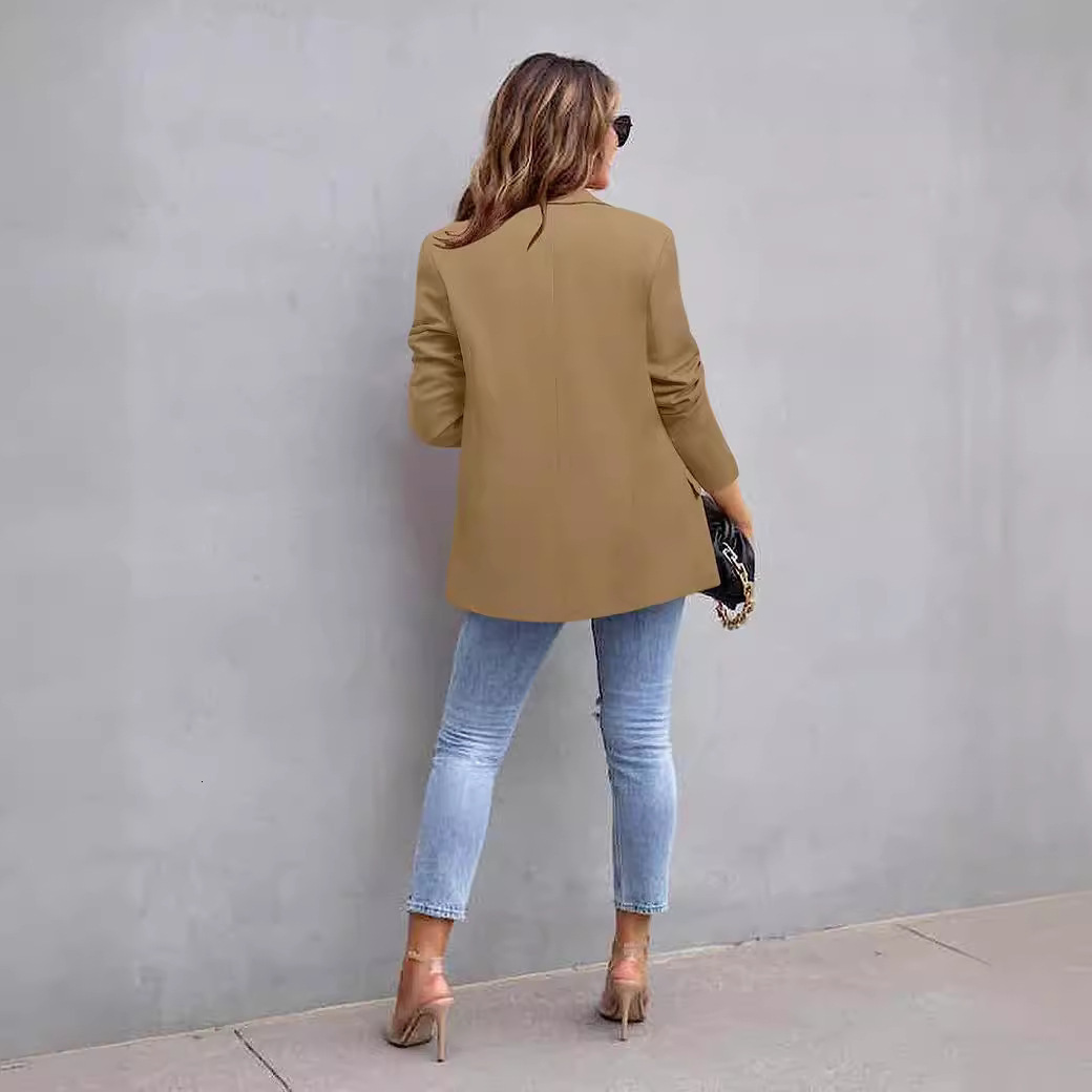 Women's clothing 2024 autumn and winter new temperament commuting slim fit real pocket suit jacket