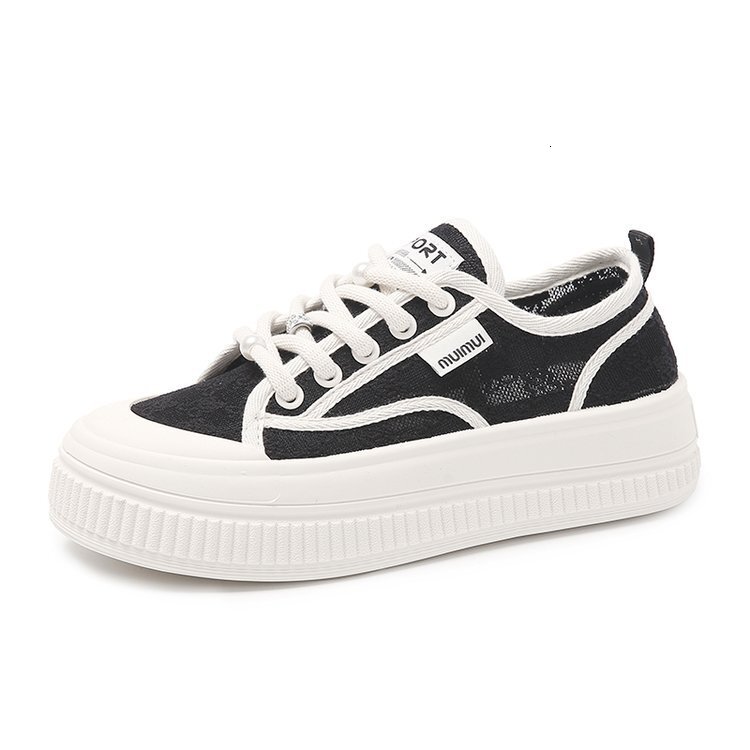 Ddmysports Lace Thick Soled Biscuit For Women In Spring And Summer Lightweight Single Mesh Breathable White Shoes Casual Board OUTDOOR