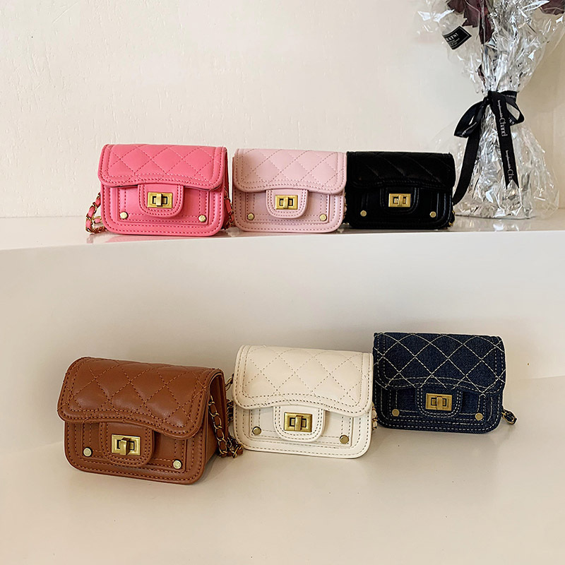 Stylish trendy children's chain shoulder new personalized diamond grid small fragrant style crossbody bag, versatile men's and women's 