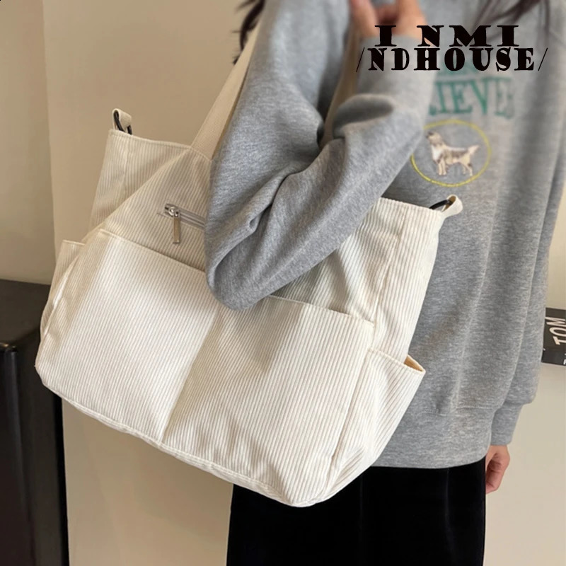 Fallow Fashion Large Capacity Canvas Tote Bags for Work Commuting Carrying Bag College Style Student Outfit Book Shoulder Bag 240821