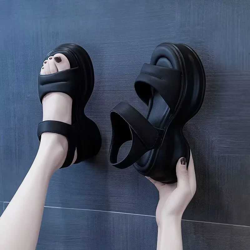 Peep Toe Super High Thick Bottom Leisure Summer Shoes Platform Vacation Slingback Women Sandals CL240806