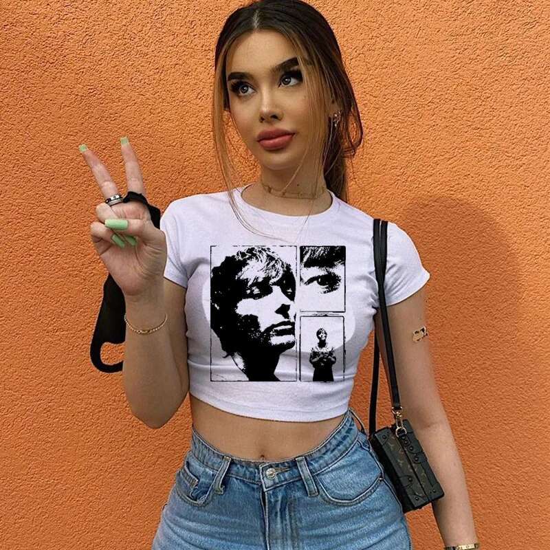 Printed Art Cropped Tops Women Y2k Clothes Gothic Vintage Girls T Shirts 2000s Grunge Tshirt Streetwear Dropshipping shirt