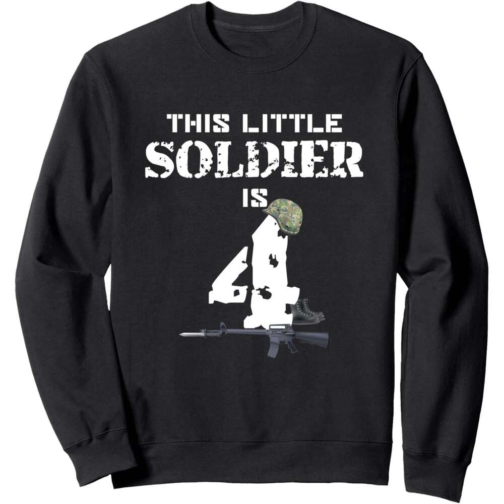 Long Sleeve Shirts for Men sweatshirt This Little Soldier Is 4 Funny Kids Military Gift Sweatshirt T shirt Tee Streetwear Casual tops clothes