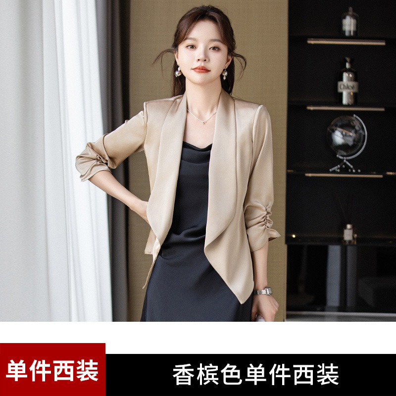 Sunscreen breathable acetate satin small suit jacket for women's summer new style, high-end feeling, short and casual cardigan