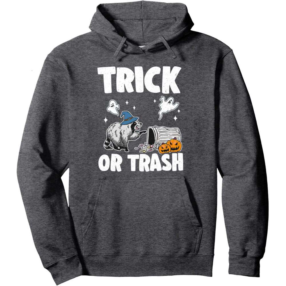 Hoodie for Mens Womens Trick Or Trash Raccoon Cute Halloween Pullover Hoodie Graphic Hoodies sweatshirt Pullover Long Sleeve 2025