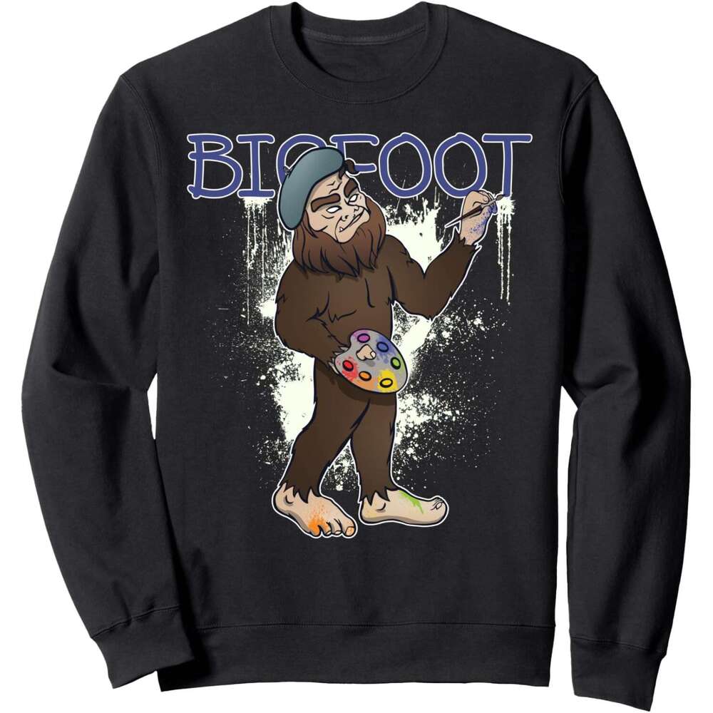 Long Sleeve Shirts for Men sweatshirt Painter Bigfoot Sasquatch Artist Painting Funny Gift Sweatshirt T shirt Tee Streetwear Casual tops clothes