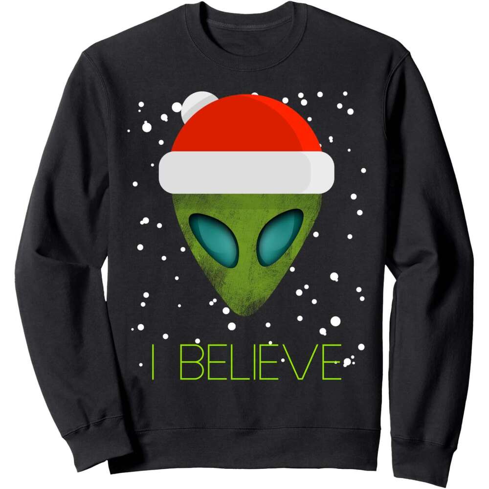 Long Sleeve Shirts for Men sweatshirt Alien Funny Christmas I Believe Cute UFO Gift Sweatshirt T shirt Tee Streetwear Casual tops clothes