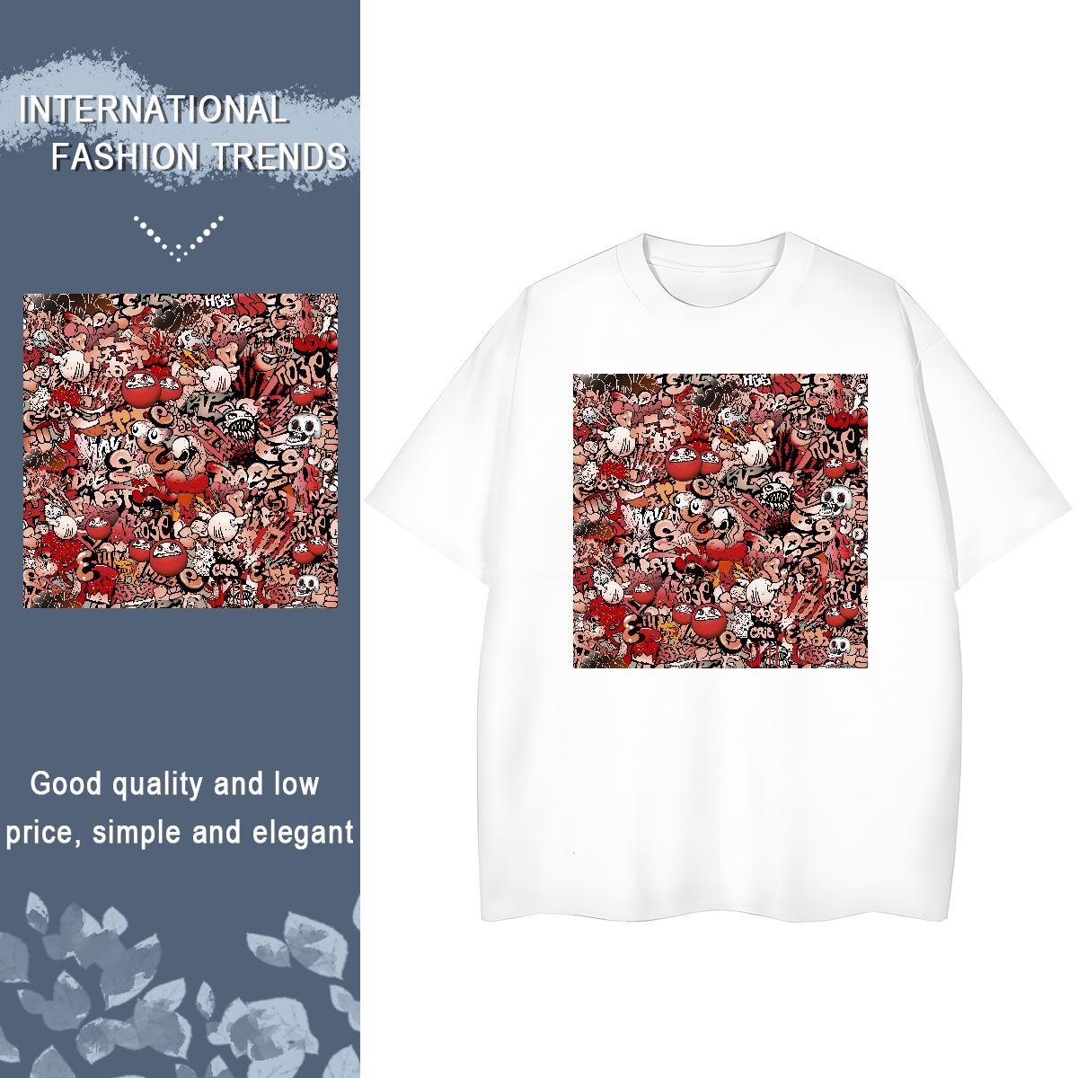 2024 Casual T Shirt For Woman 230g 100% Cotton Breathable Short Sleeve Street Casual skull Women Tees Popular Customized Print Wear