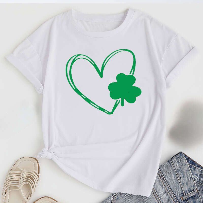 Patrick's St. Day Clover Print T-shirtv Man Women Casual Short Sleeve Crew Neck T Shirt for Spring & Summer Women's Clothing 's