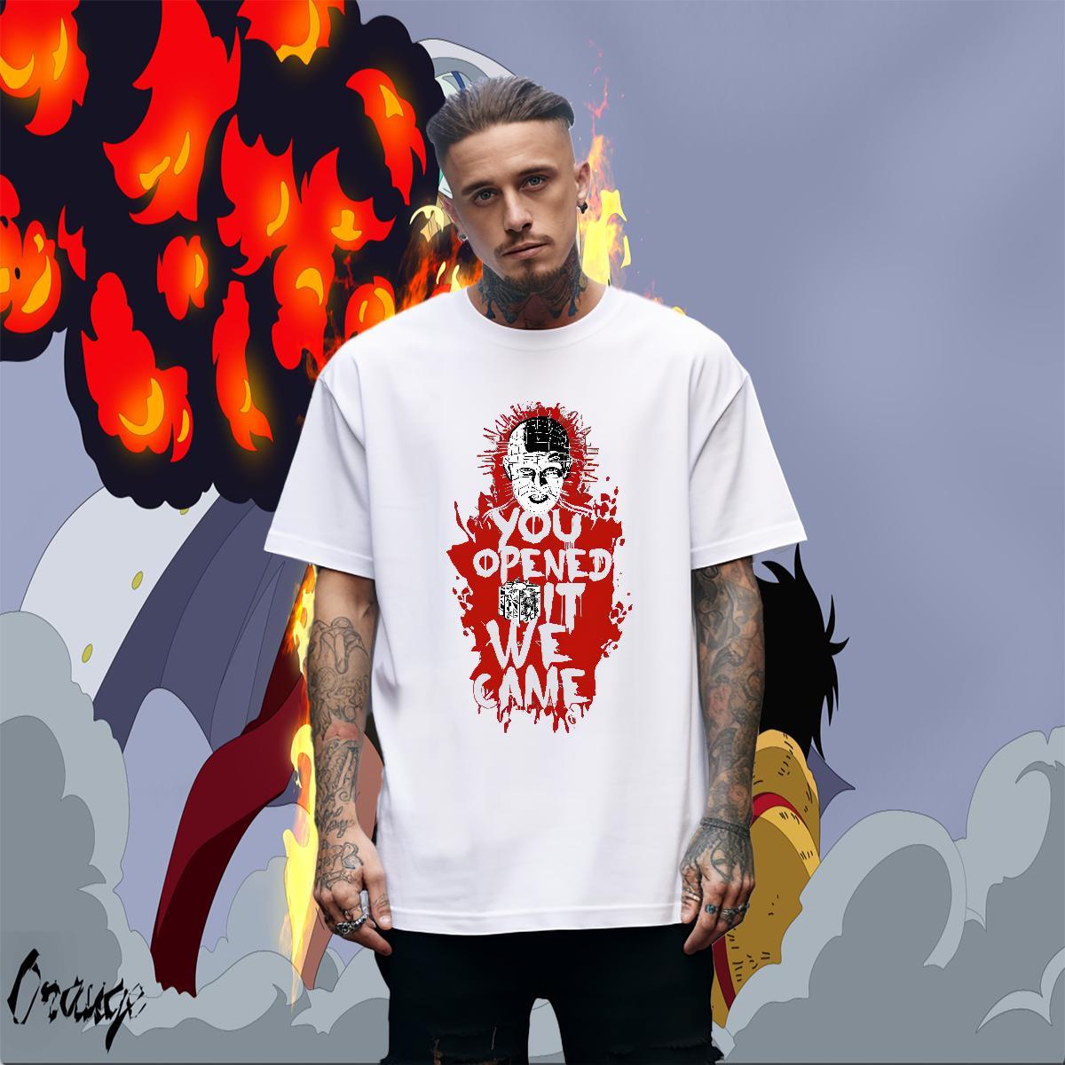 New scary Mens Tshirts 230g Cotton Men T Shirts Anime Casual Daily Wear Breathable Short Sleeve Comfortable Tees