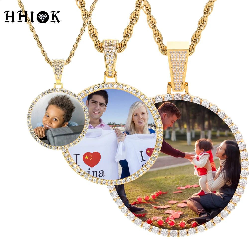 Free customization personalized po customization circular medal pendant hip-hop jewelry female memory picture necklace 240808