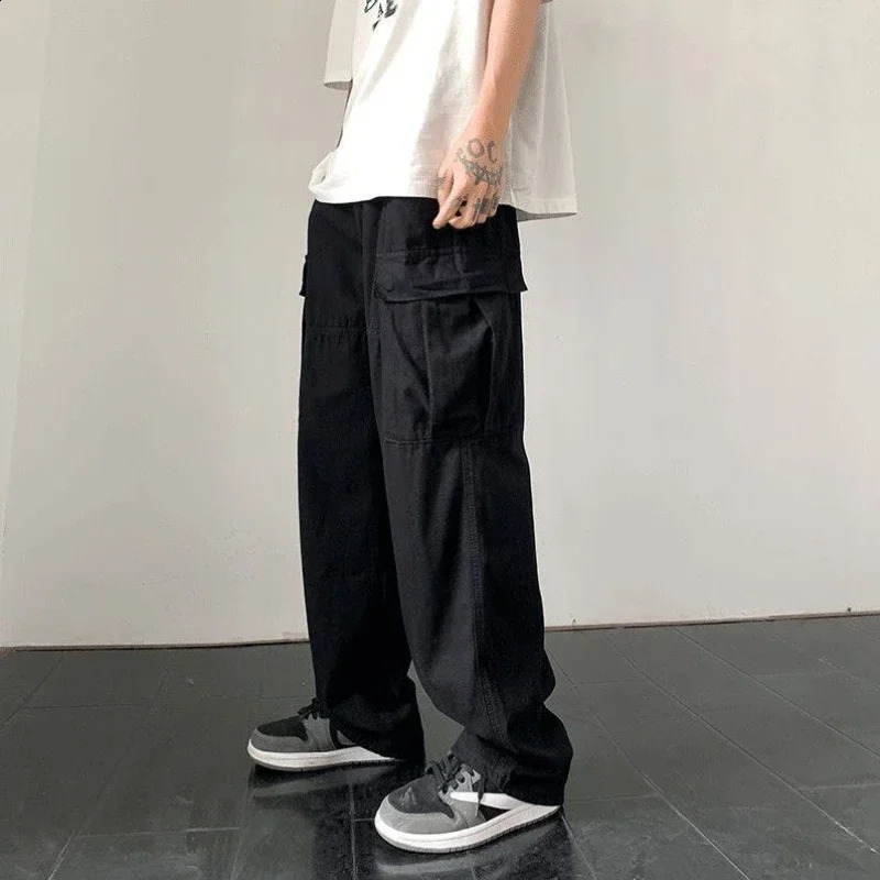Trousers Mens Summer Straight White Wide Goods Loose Spandex Cotton Street Retro Fashion Y2k High Quality 240821