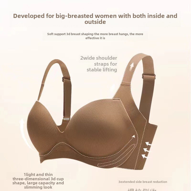Big small chest, full cup, thin bra, adjustable, retractable, anti expansion, steel ring, no trace bra dongdumaoyi