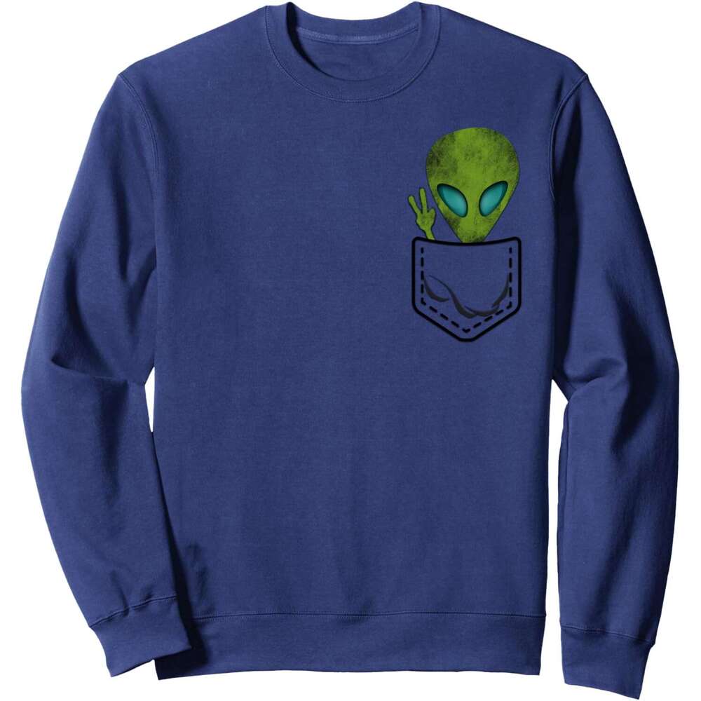 Long Sleeve Shirts for Men sweatshirt Alien Pocket Cool Funny Cute Peace UFO Gift Sweatshirt T shirt Tee Streetwear Casual tops clothes