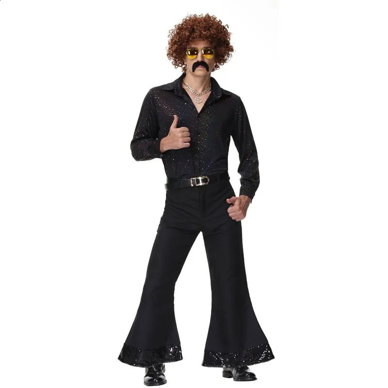 Music Festival Adult Peace Love 60s 70s Hippies Bell Pants Couple Role Playing Set Halloween Carnival Party Retro Hippies Disco Fancy C 240821