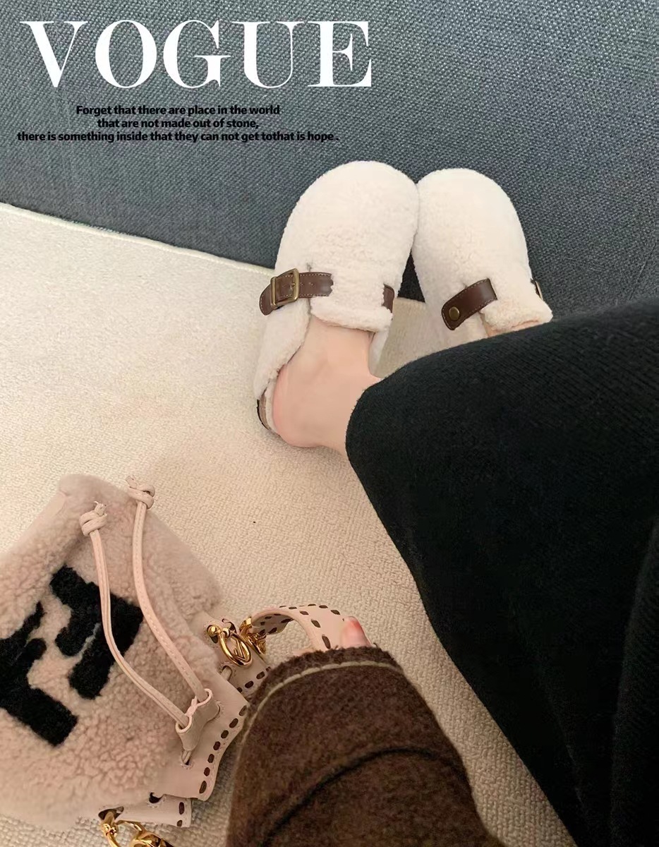 Ddmysports Su Yinyin S Warm Sweetheart Winter Thick Bottom One Line Ribbon Plush Slippers For Women Outwear OUTDOOR