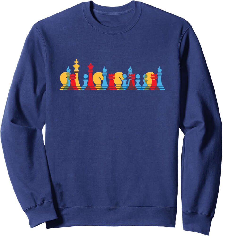 Long Sleeve Shirts for Men sweatshirt Multicolored Chess Pieces Thinking Smart Gift Sweatshirt T shirt Tee Streetwear Casual tops clothes
