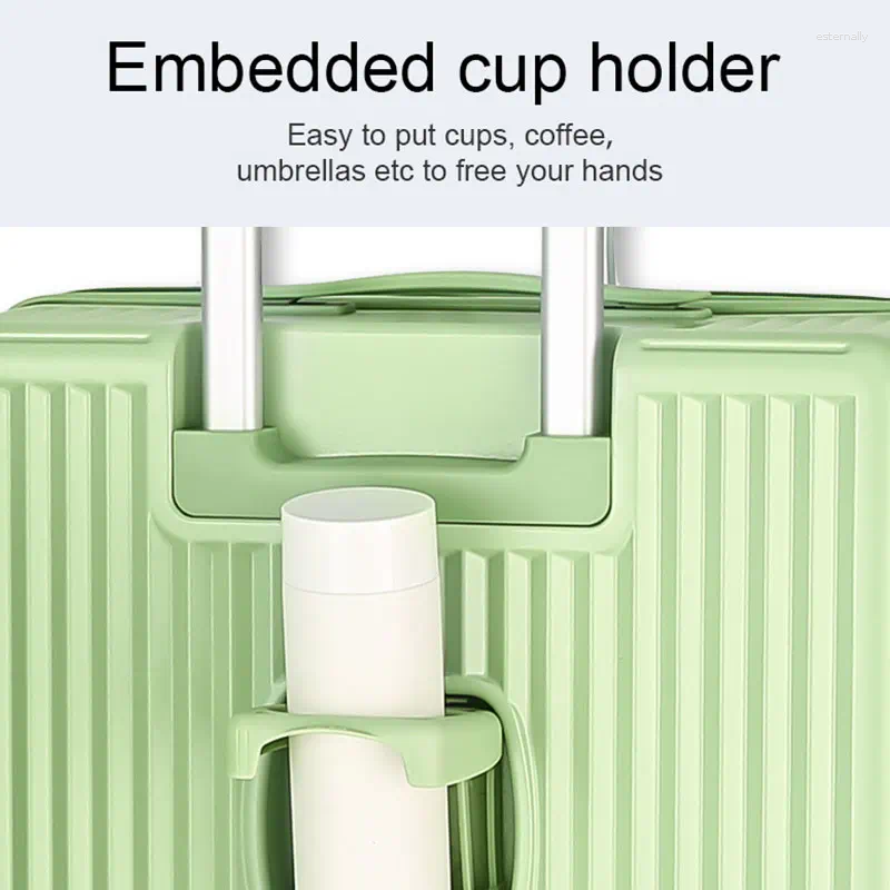 3 Suitcases Three Layer Composite PC Suitcase Carry On Rolg Lage With USB Port Boarding Cabin Cup Phone Holder 20 22 24 26 Inch 4