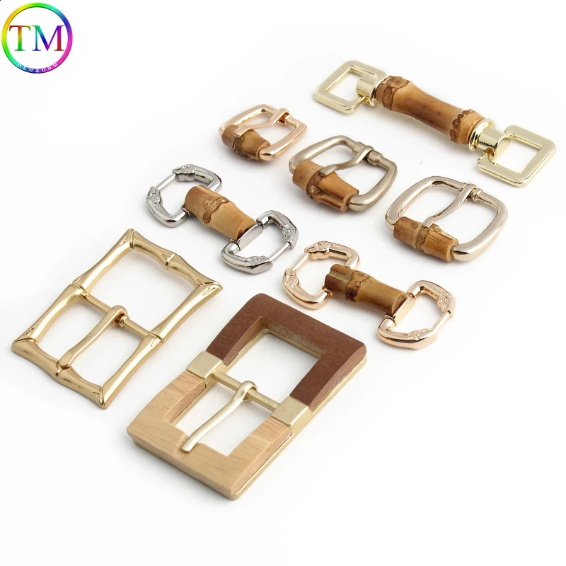 202932MM natural bamboo root metal buckle connector hanger used for bags handbags shoes shoulder straps hardware accessories 240820