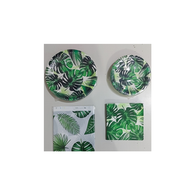 Turtle Back Leaf Birthday Decorative Tableware Set Suitable for Theme Party Birthday Supplies