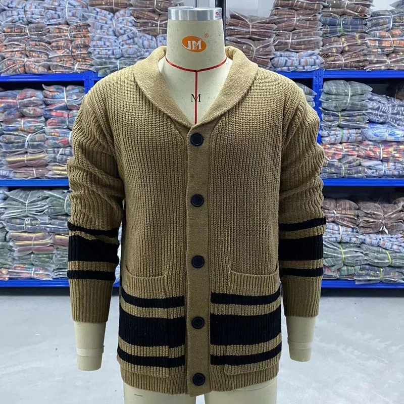 Mens Printed Knitted Cardigan Elegant Trendy Personality Jacquard Sweater Autumn Winter Fashion Casual Jacket Clothes 240821