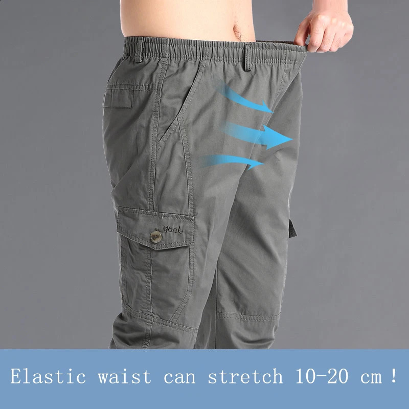 highquality cotton mens cargo pants casual loose multi pocket military jogging size 5XL 6XL 240821