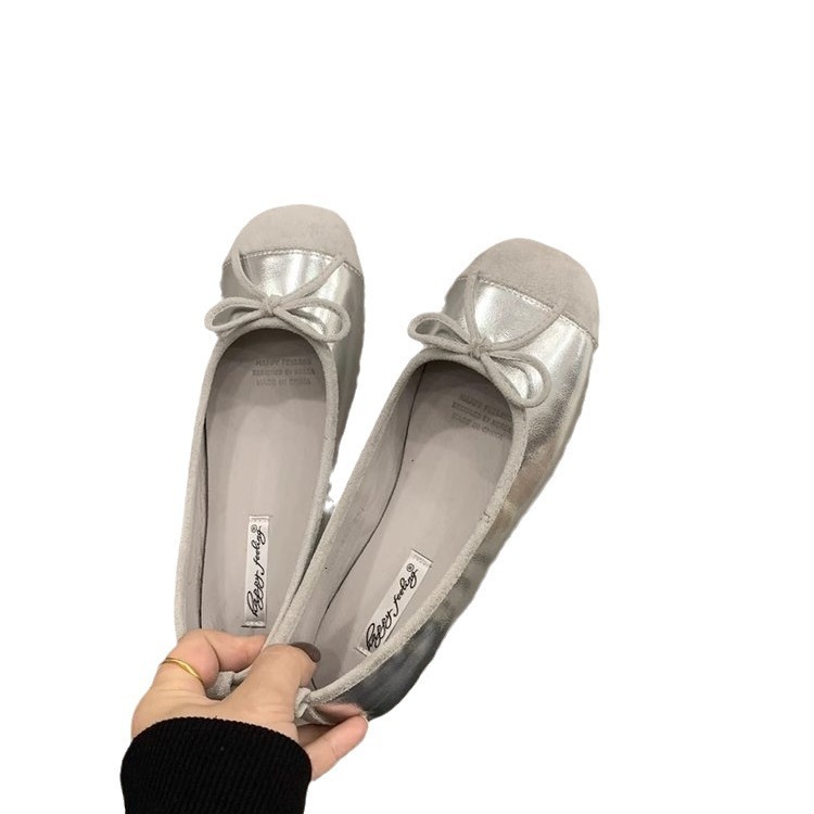 Ddmysports Evening Bow Flat French Single Shoe Soft Sole Grandma Gentle Women S Spring And Autumn Shallow Mouth Scoop Shoes OUTDOOR
