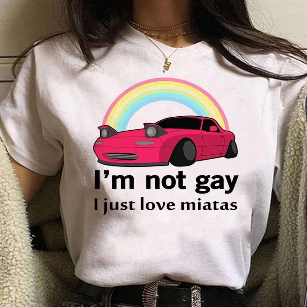 Graphic Miata Print Women T Summer Casual Short Sleeve Shirt Haruku Tops Female T-shirt Cute Cartoon Clothes ops -shirt