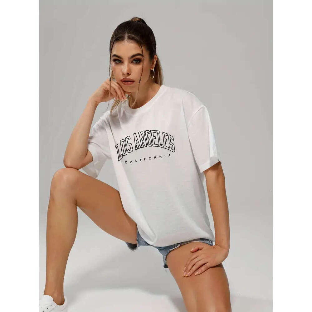 Color Solid Letter Print Casual Sports T Shirt, Soft Crew Neck Short Sleeve Tee, Women's Clothing ee,
