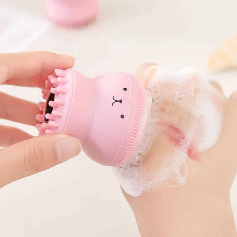 Octopus Facial Brush With Sponge Skin Cleaning Brush Face Cleaner Small Skincare Makeup Tools Y240821